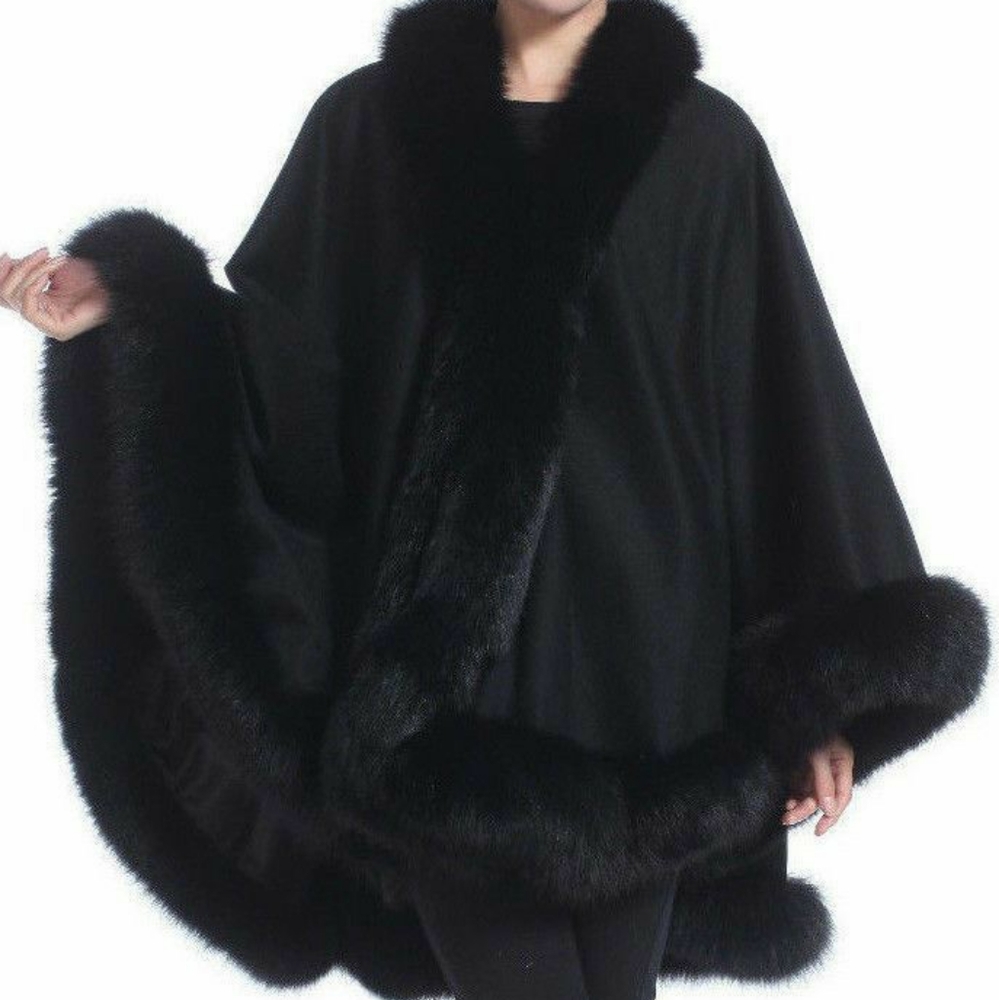 Black Fur Poncho / Cape (One SIze)